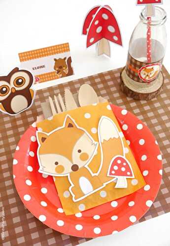 Party Ideas | Party Printables Blog: Woodland Birthday Party Kids Table & a Surprise!