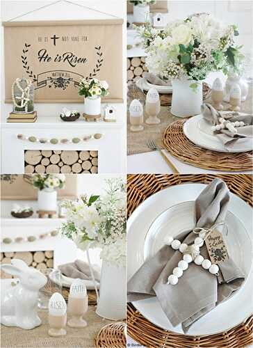 Neutral Easter Tablescape and DIY Mantel Decor