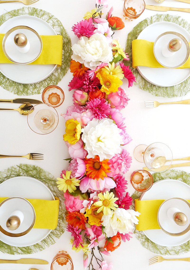 How to DIY an Easy Floral Table Runner with Faux Flowers