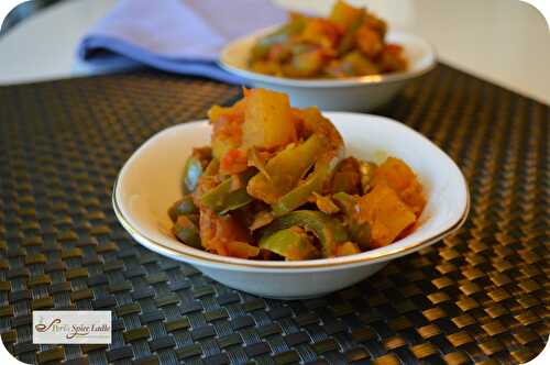 Capsicum (Green Bell Pepper) and Potato 'Subji'- An Indian Vegetable Preparation