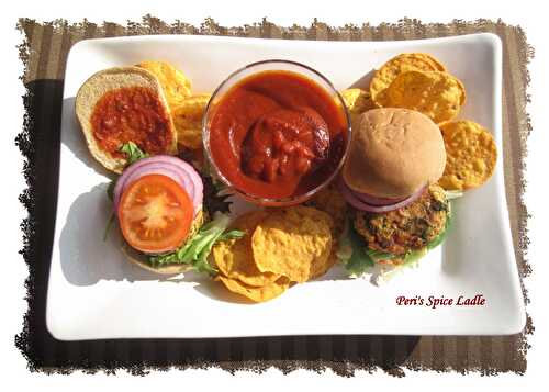 Spinach & Chickpeas Kebab Sliders with a Spicy Tomato Chutney - Peri's Spice Ladle