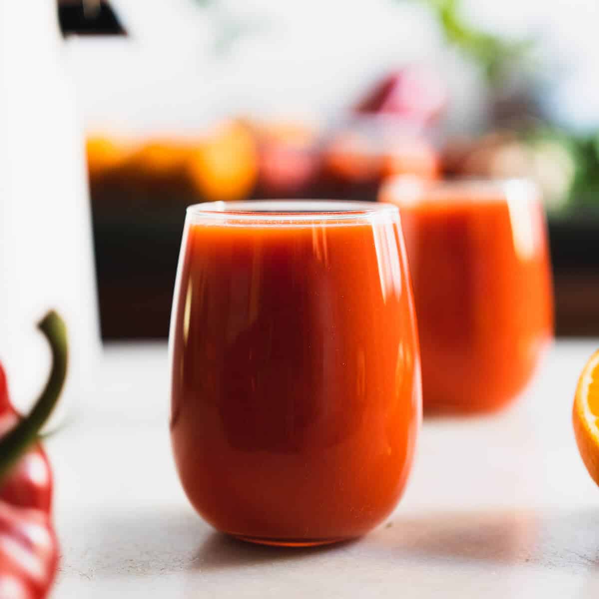 Red Bell Pepper Carrot Juice with Orange, Tomato and Ginger