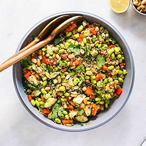 Easy Quinoa Edamame Salad with Spicy Asian Salad Dressing