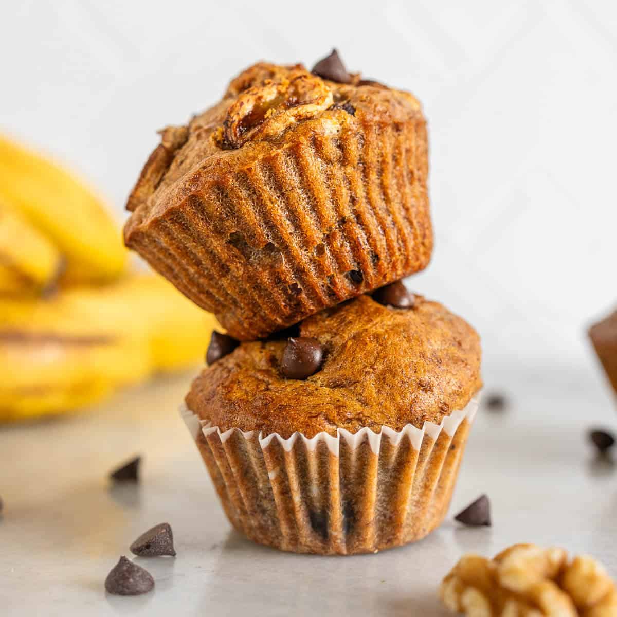 Moist Vegan Banana Chocolate Chip Muffins (Gluten-Free Variation)