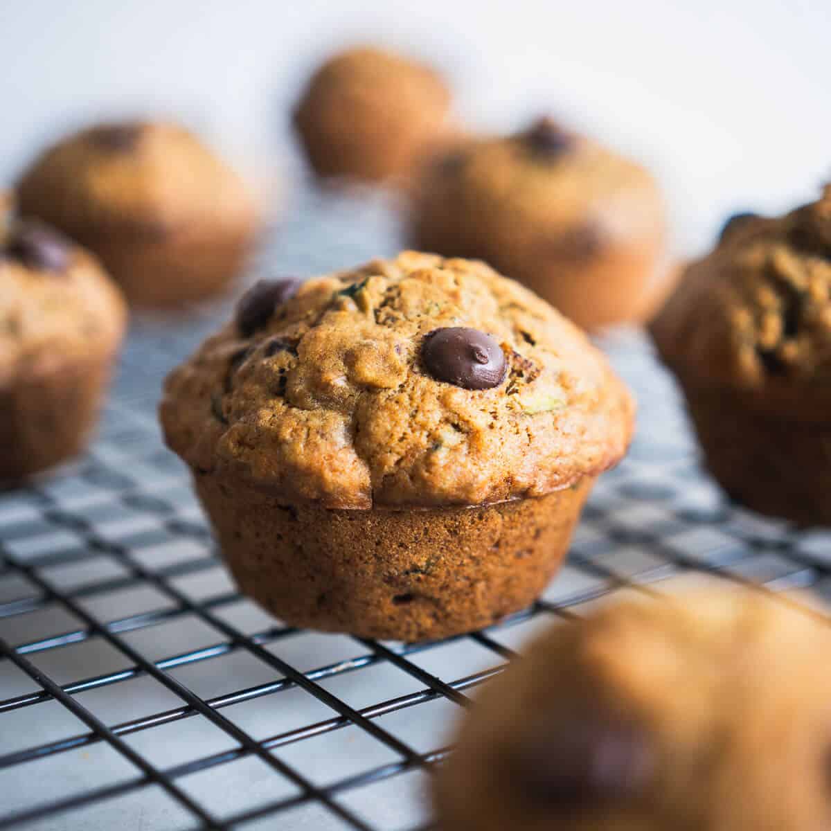 Vegan Zucchini Muffins with Chocolate Chips