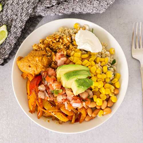 Burrito Bowl With Cilantro Lime Rice, Sofritas, And Fajita Veggies