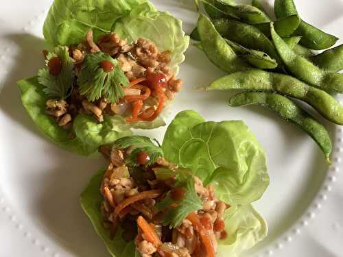 Chicken Lettuce Wraps with Edamame