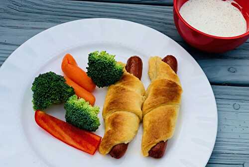 Crescent Roll Hot Dogs with Homemade Ranch Dipping Sauce
