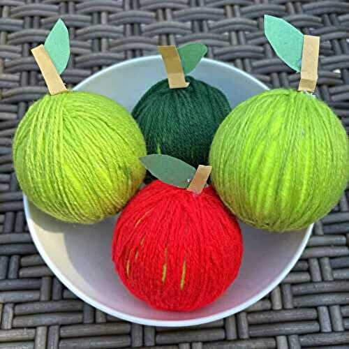 Apple Craft with Yarn and Tennis Balls