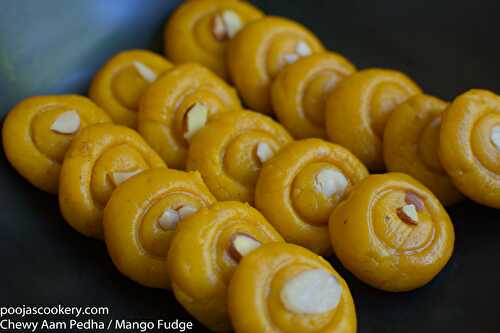Chewy Aam Pedha / Mango Fudge Recipe - Pooja's Cookery