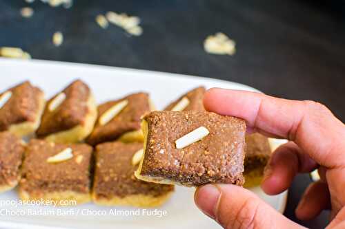 Choco Badam Barfi / Choco Almond Fudge Recipe -