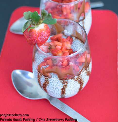 Falooda Seeds Pudding / Chia Strawberry Pudding