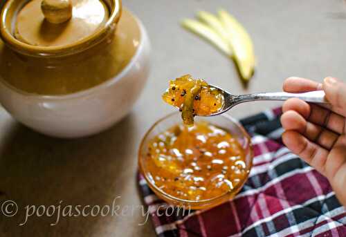 Kairiche god lonche/Raw Mango sweet & Sour pickle - Pooja's Cookery