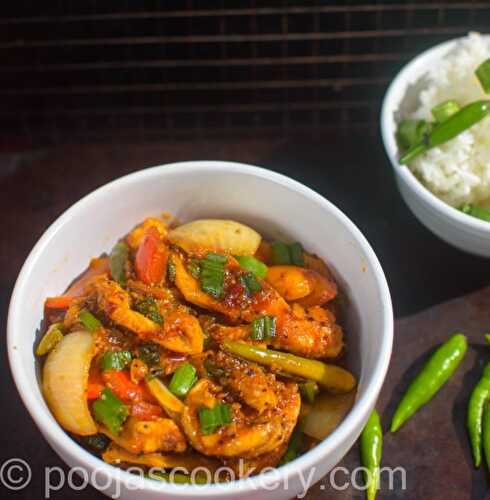Pan Fried Chili Chicken Recipe - Pooja's Cookery
