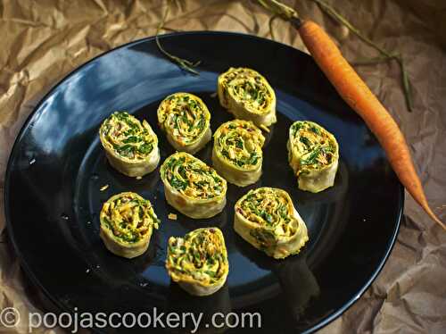 Quick Veggie Rollups Recipe - Pooja's Cookery