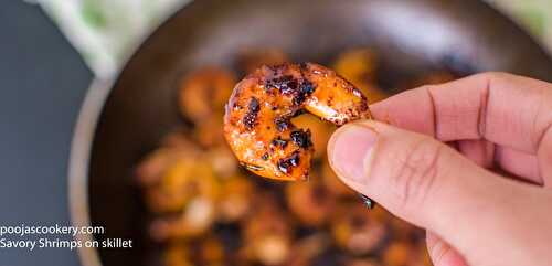 Savory Shrimps on skillet Recipe - Pooja's Cookery