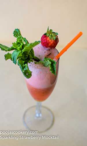 Sparkling Strawberry Mocktail Recipe - Pooja's Cookery