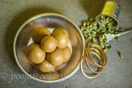 Wheat Laddu using Jaggery recipe - Pooja's Cookery