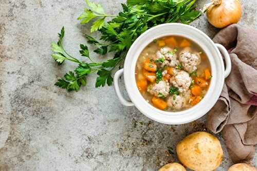 Buckwheat and meatball soup