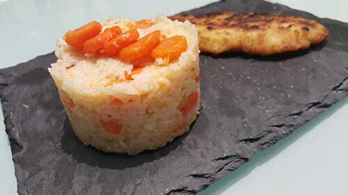 Fried flounder fillet with carrots rice