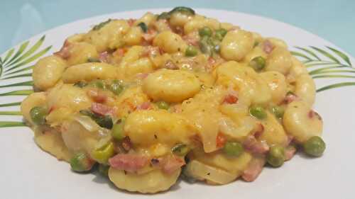 Gnocchi, vegetables and bacon