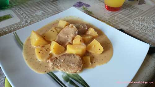 Pork fillet mignon, two mustards and potatoes