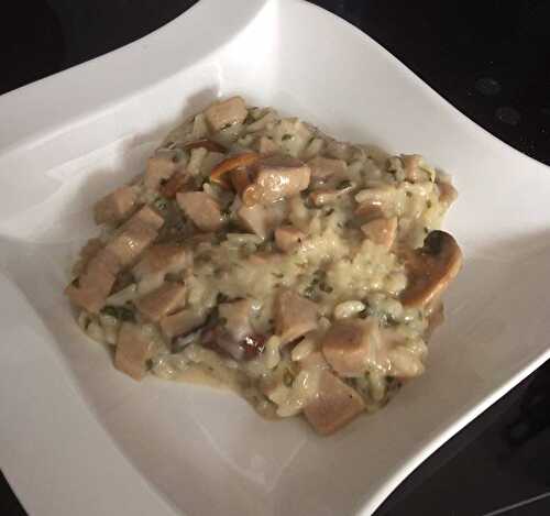 Risotto with white sausages and wild mushrooms