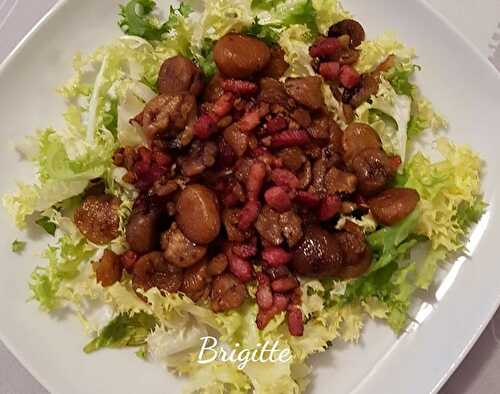 Roasted chestnut salad with bacon