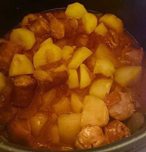 Rougay with sausages and potatoes