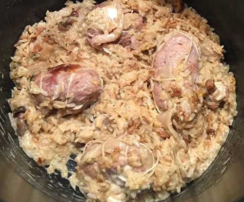 Veal meat rolls with mushrooms and rice
