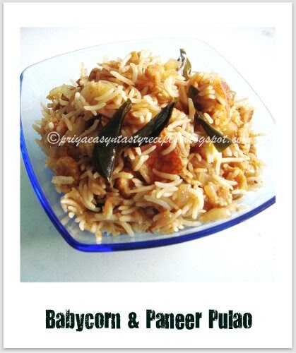 Babycorn & Paneer Pulao With Curry Leaves
