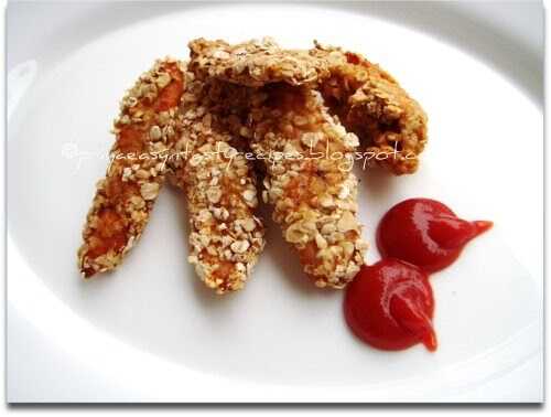 Baked Oats Crusted Chicken Fingers