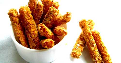 Baked Oats Crusted Paneer Fingers