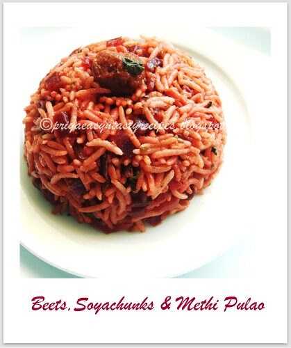 Beets, Soyachunks & Methi Pulao