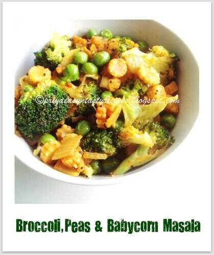 Broccoli, Peas & Babycorn Masala