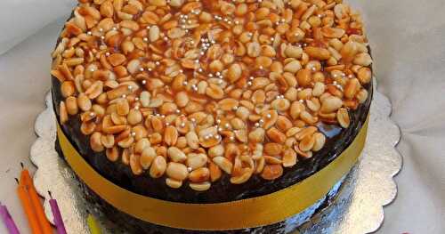 Caramel Peanut Topped Brownie Cake