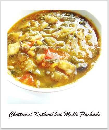 Chettinad Kathirikkai Malli Pachadi/Brinjal Coriander Leaves Curry