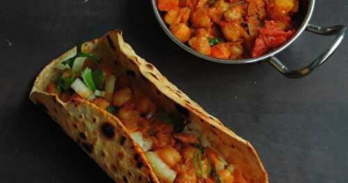 Chickpeas Potato Kathi Roll/Channa Aloo Chappathi Wraps