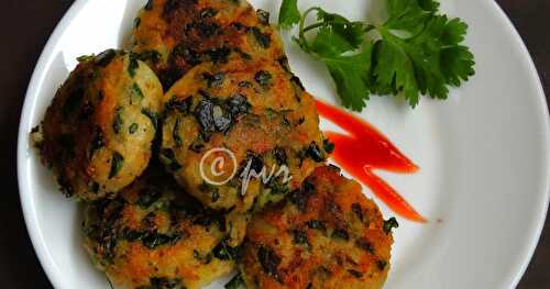 Drumstick Leaves and Potato Cutlet/Aloo Tikkis with Drumstick Leaves