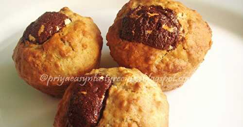 Eggless Banana, Oats & Chocolate Muffins