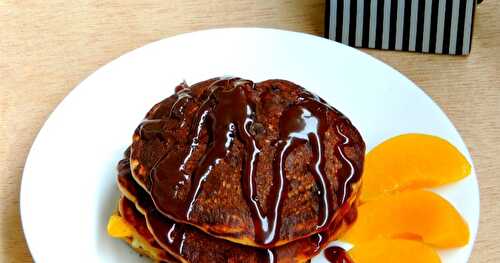 Eggless Brown Rice & Peach Pancakes