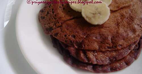 Eggless Chocolate Buttermilk Pancakes