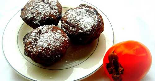 Eggless Chocolate Persimmon Muffins