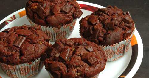 Eggless Double Chocolate Muffins