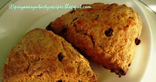 Eggless Oatmeal Chocolate Chips Scones