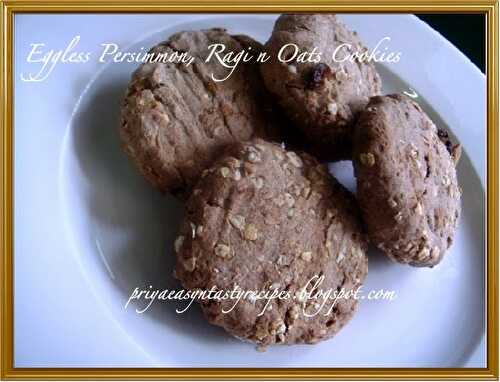 Eggless Persimmon, Ragi n Oats Cookies