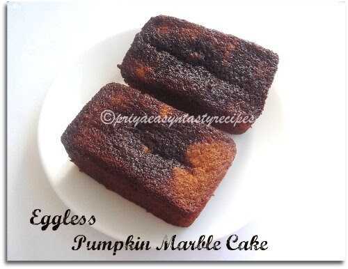 Eggless Pumpkin Marble Cake