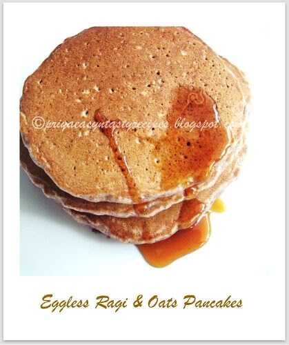 Eggless Ragi & Oats Pancakes