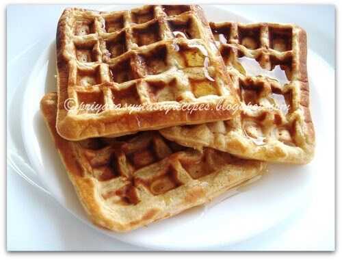 Eggless Sugarfree Wholewheat & Barley Waffles