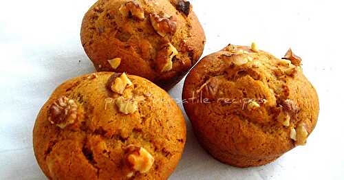 Eggless & Sugarless Walnut Banana Wholewheat Muffins